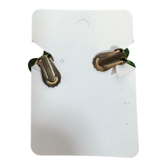 Green Beaded Clip-On Earrings - Picture 2 of 2